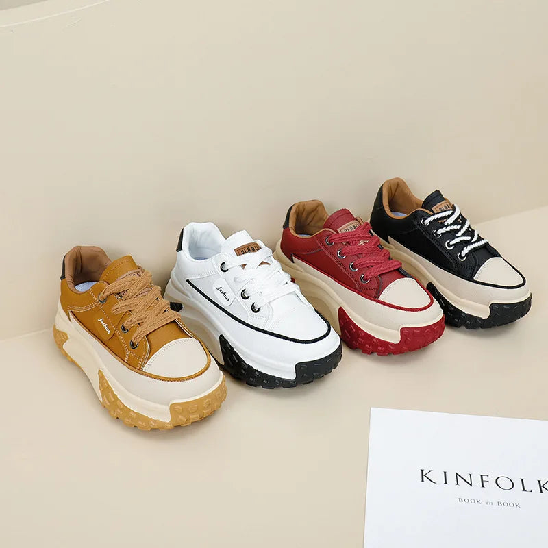 Fashion Mixed Colors Women's Vulcanize Shoes Thick-Soled Breathable Casual Shoes
