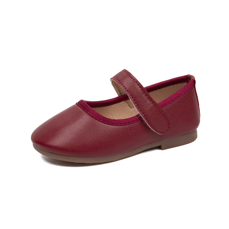 Soft Leather Plain Children Princess Shoes Light Round Toe Kids Flats