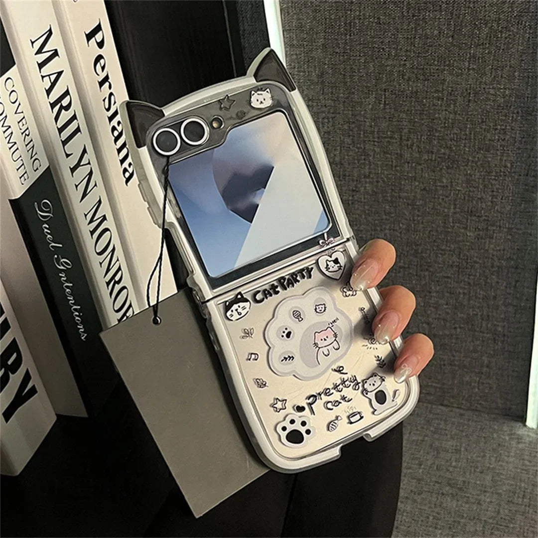 Cute Cat Ear Edge Kitty Case for Samsung Galaxy Z Flip Shockproof Cover