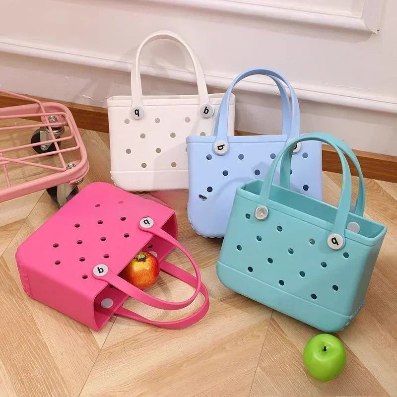 Small Beach Bag Tote Silicone Basket Waterproof Mini Jelly Handbag