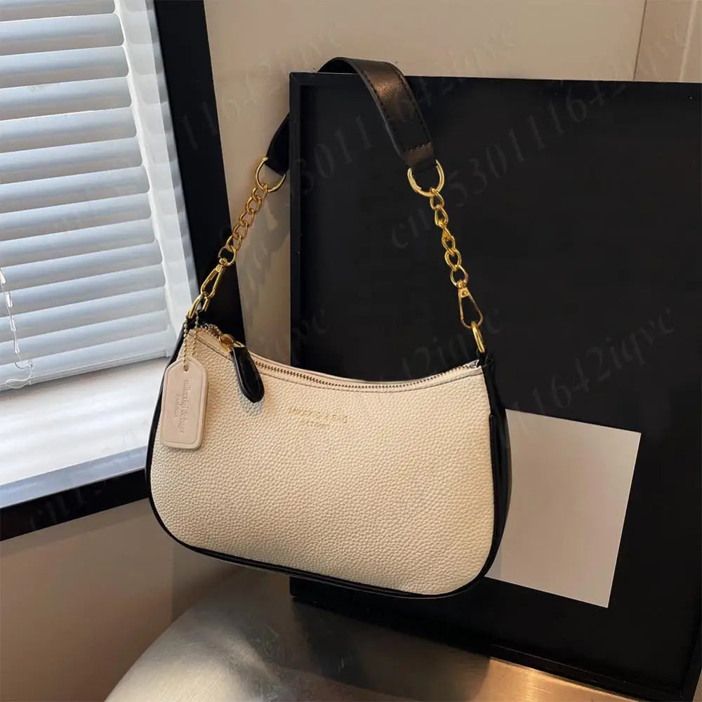 Crossbody Bag PU Leather Zipper Closure Crescent Bag Handbag