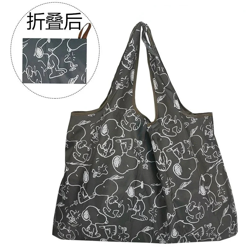 Snoopy Foldable Shopping Bag Thick Nylon Large Tote Reusable Waterproof Polyester