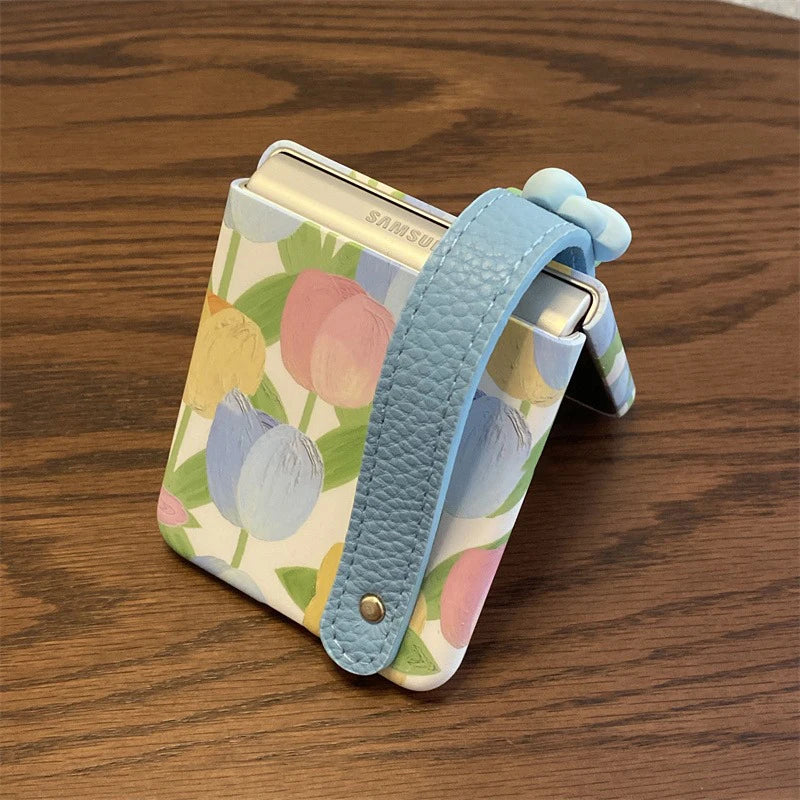 3D Tulip Wrist Strap Bracket Case for Samsung Galaxy Z Flip