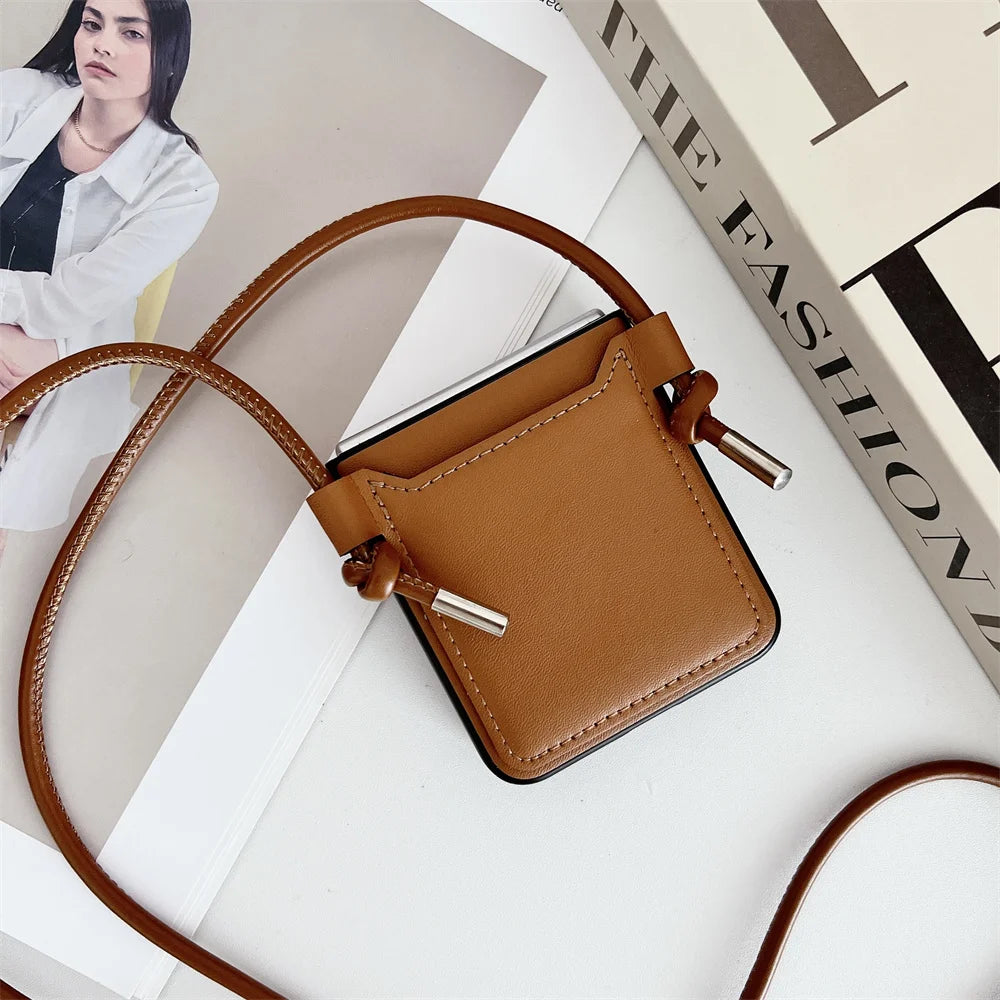 Card Bag Leather Folding Phone Case for Samsung Galaxy Z Flip