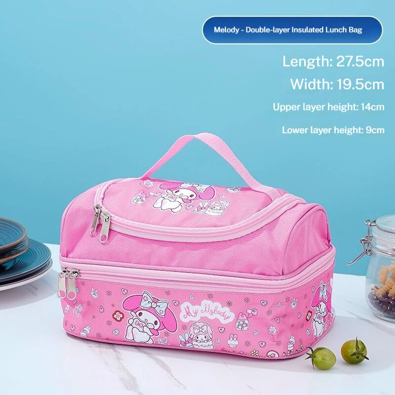Double-Layer Insulated Handbag Waterproof Bento Bag