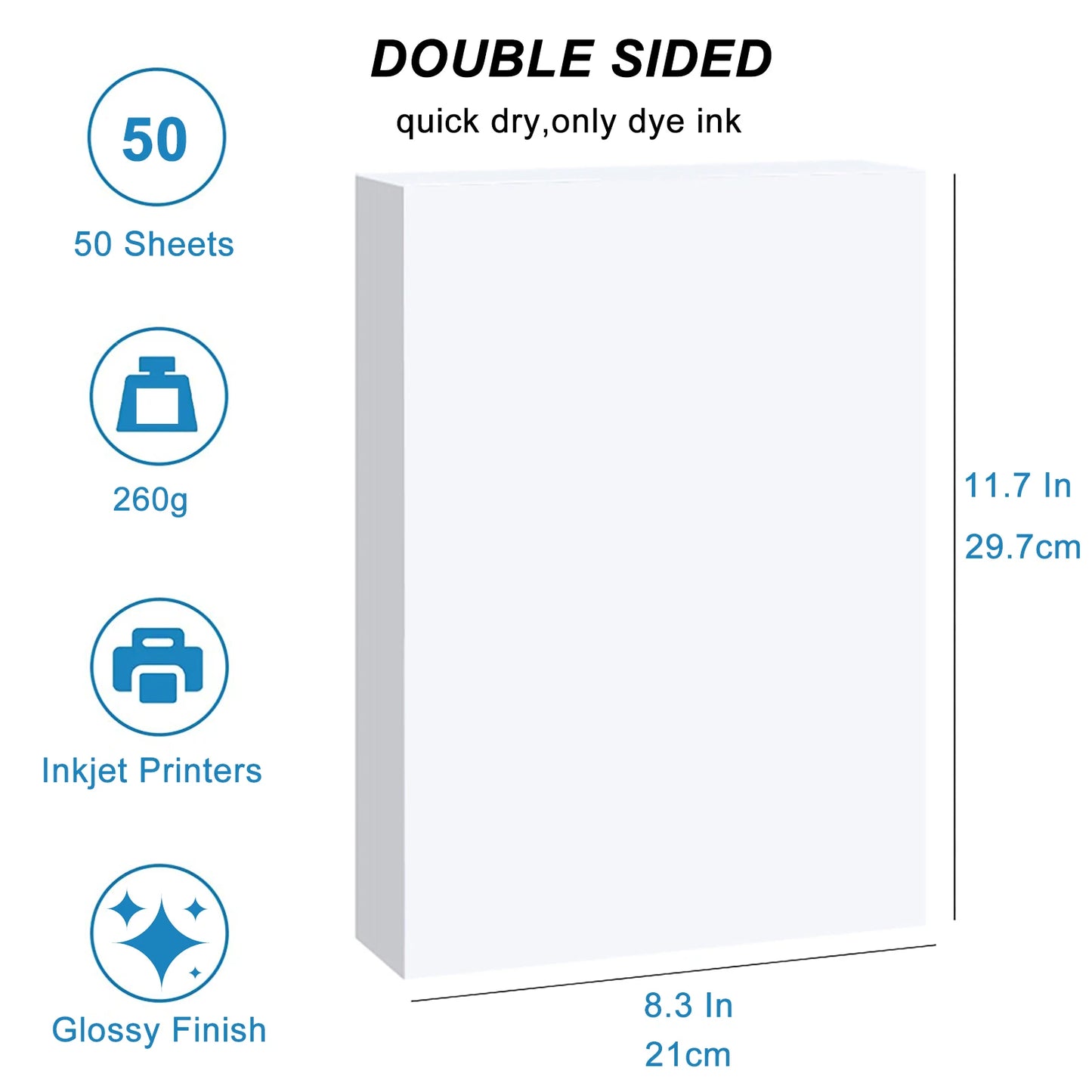 A4 260gsm Photo Paper Double Sides Glossy Heavyweight Photo Paper