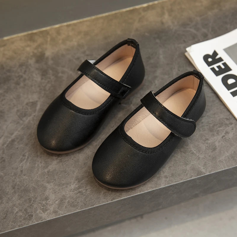 Soft Leather Plain Children Princess Shoes Light Round Toe Kids Flats