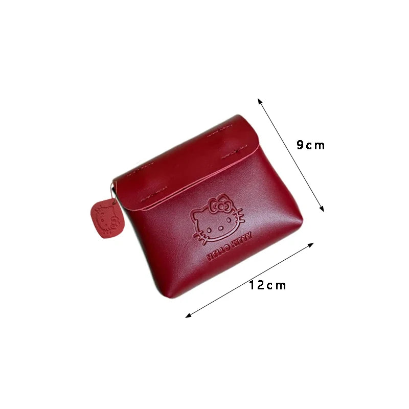 Hello Kitty Red Leather Wallet Retro Portable Mini Coin