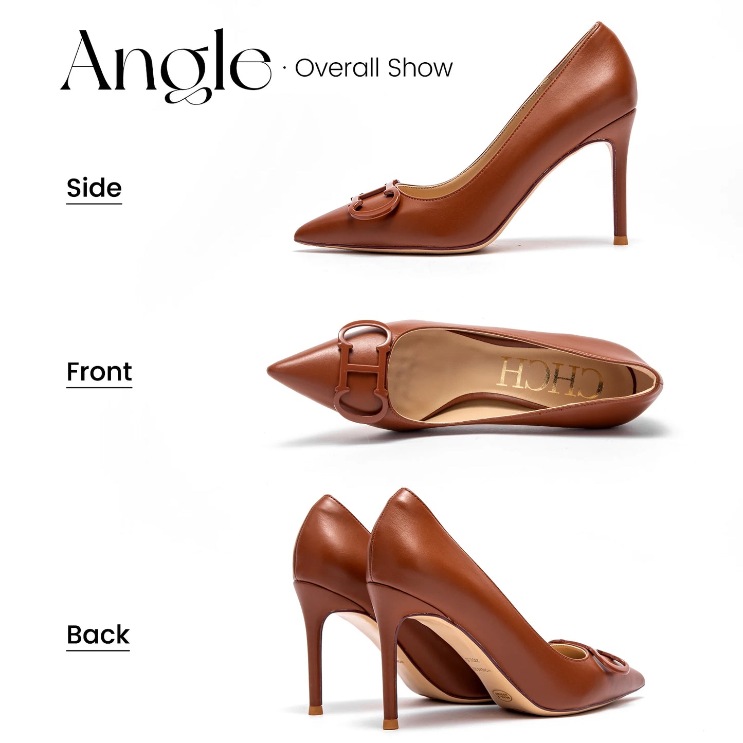 CHCH Women's High Heels New Pointed Metal Buckle