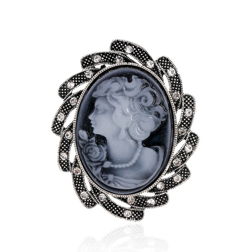 Vintage Victorian Design Queen's Cameo Brooch Pin, Antique