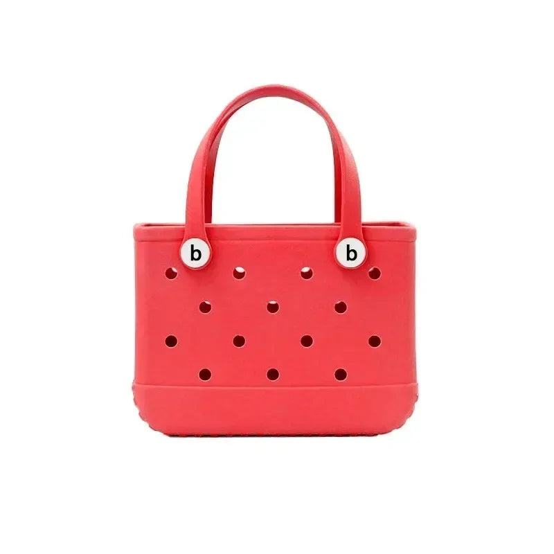 Small Beach Bag Tote Silicone Basket Waterproof Mini Jelly Handbag