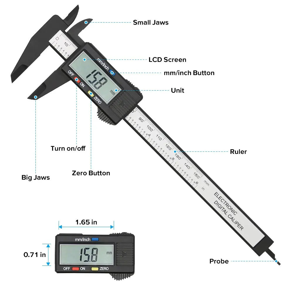 Electronic Digital Caliper Carbon Fiber Dial Vernier Caliper Gauge Micrometer Measuring Tool
