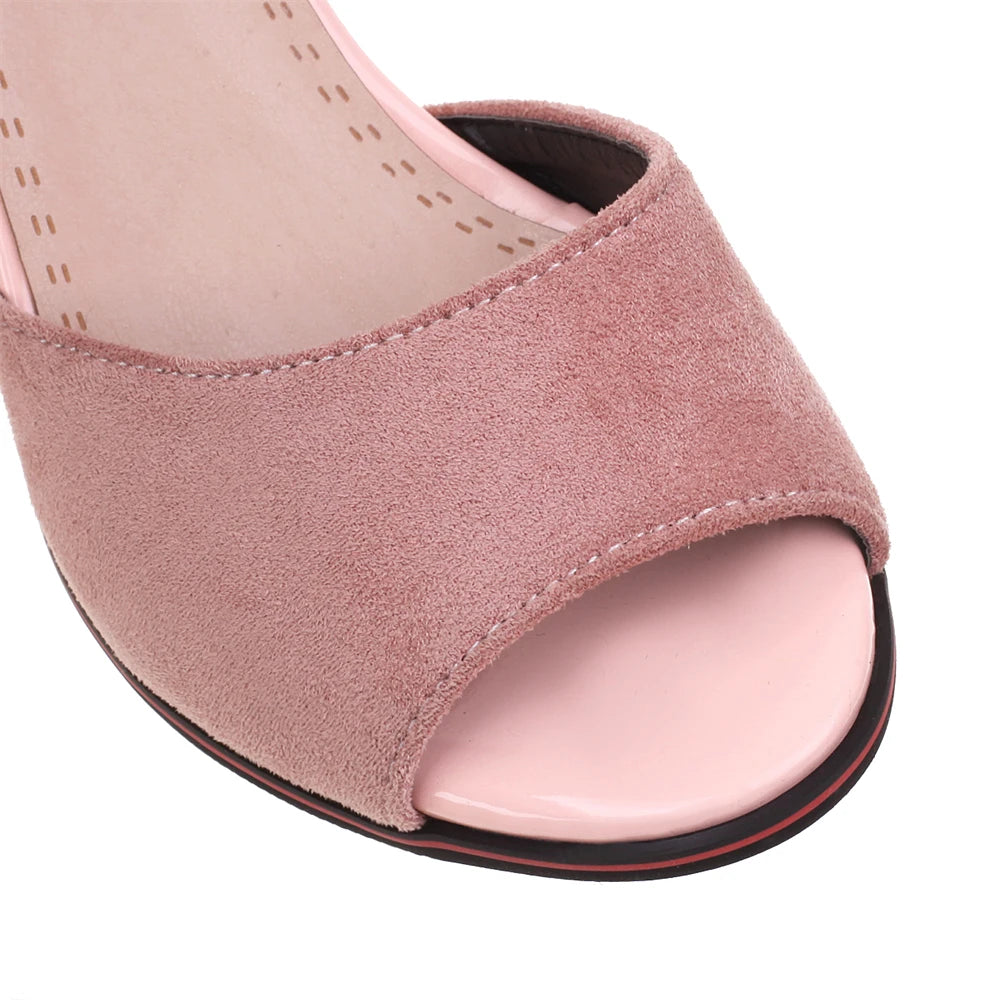 Blue Peep Toe Summer High Heels Women Sandals Wild Word Buckle