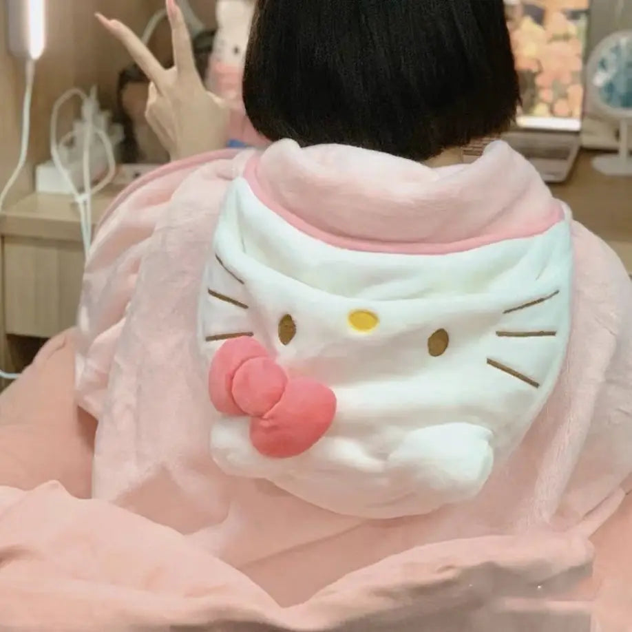 Hooded Coat Blanket Shawl Quilt Hat Keep Warm Soft