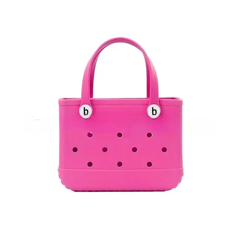 Small Beach Bag Tote Silicone Basket Waterproof Mini Jelly Handbag