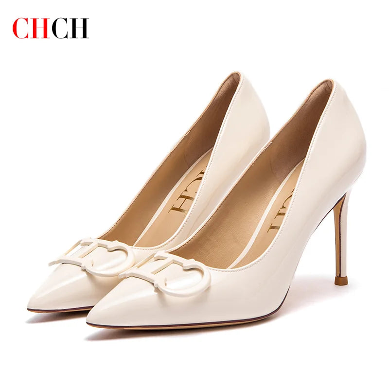 CHCH Women's High Heels New Pointed Metal Buckle