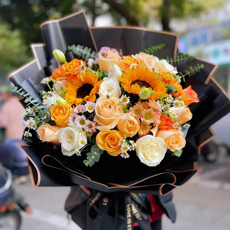 Golden Edge Flower Wrapping Paper Waterproof Bouquet Gift Packaging Decoration Supplies