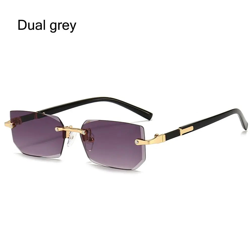 Trendy Rimless Sunglasses Frameless Rectangle Retro Shades Summer