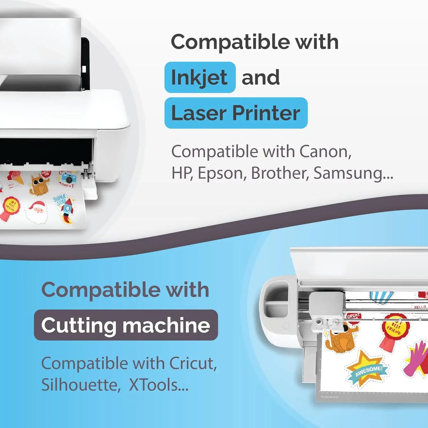 Glossy White Premium Printable Vinyl Inkjet Stickers Suitable for Inkjet Printers