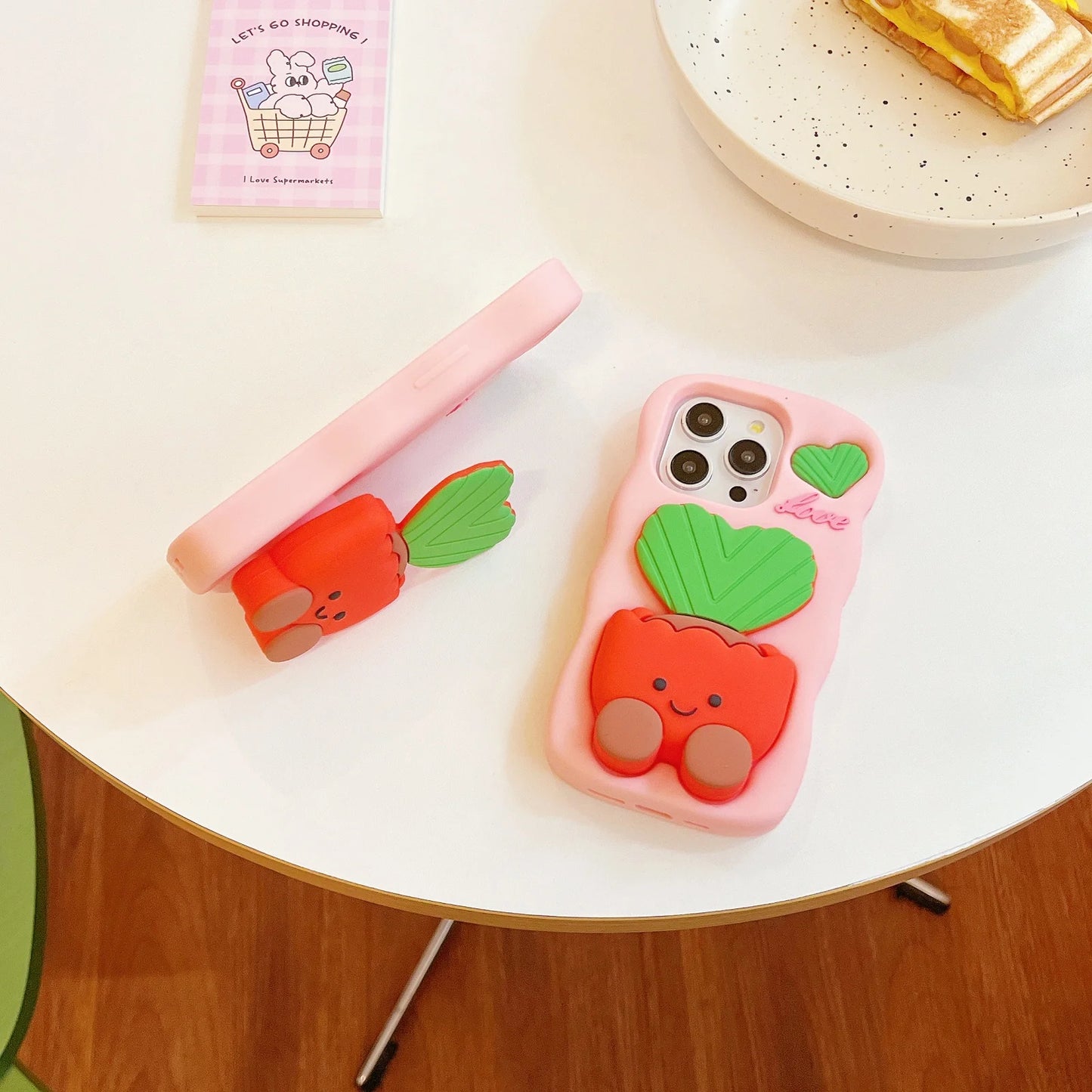 Soft Silicone 3D Potted stand for iPhone Shatterproof Cover
