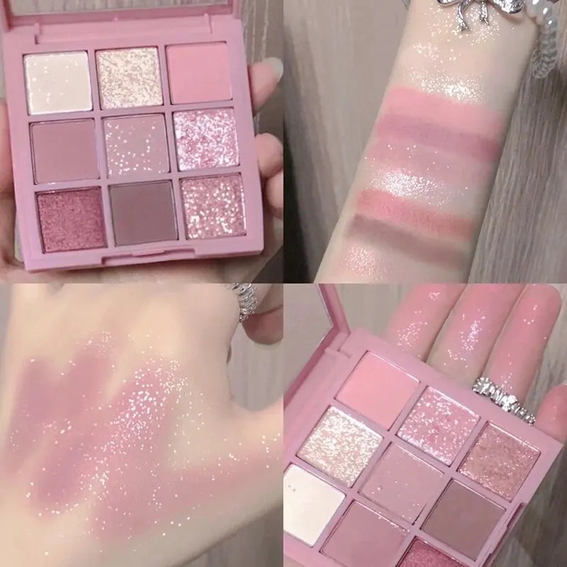 Eyeshadow Palette Oh Rosy Nine Palace Grid Auto Focus Low Saturation Smoke Powder
