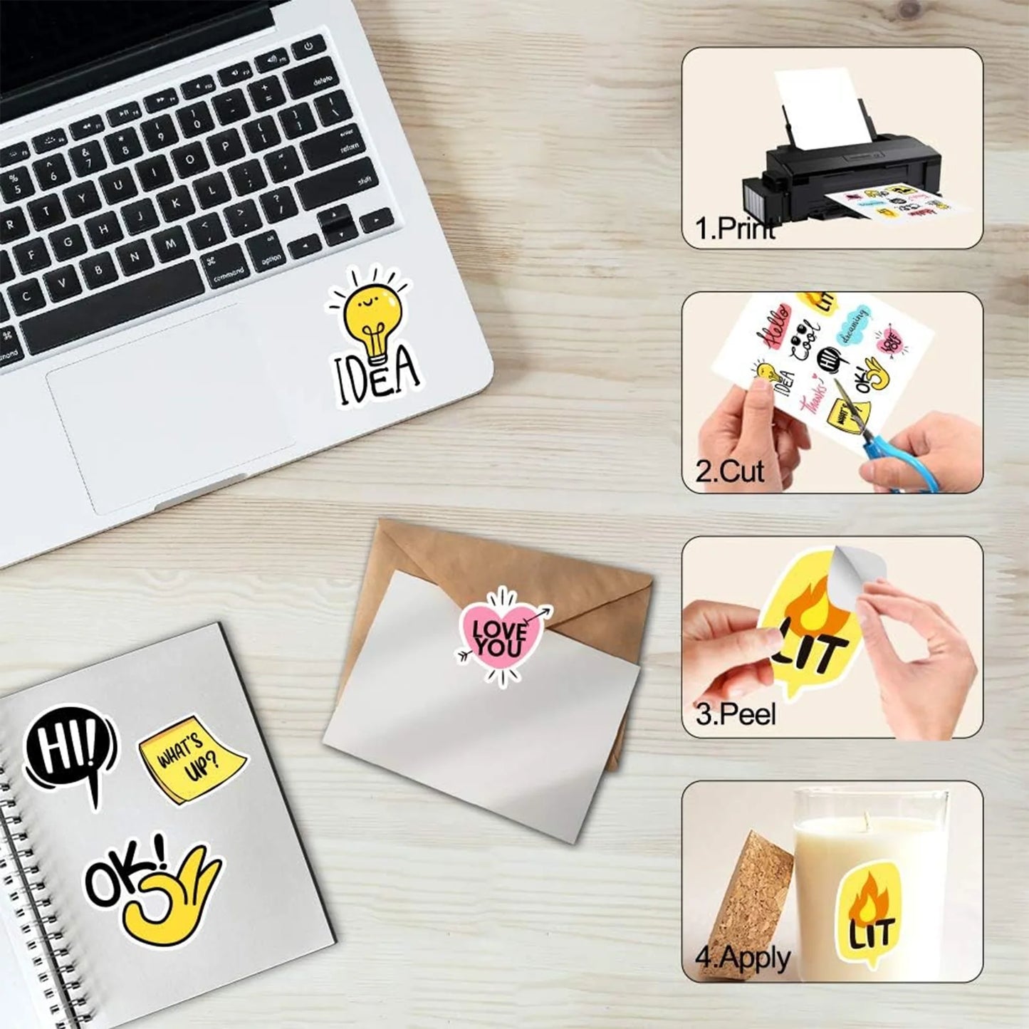 Glossy White Printable Vinyl Sticker Paper Tear-Resistant Waterproof Inkjet