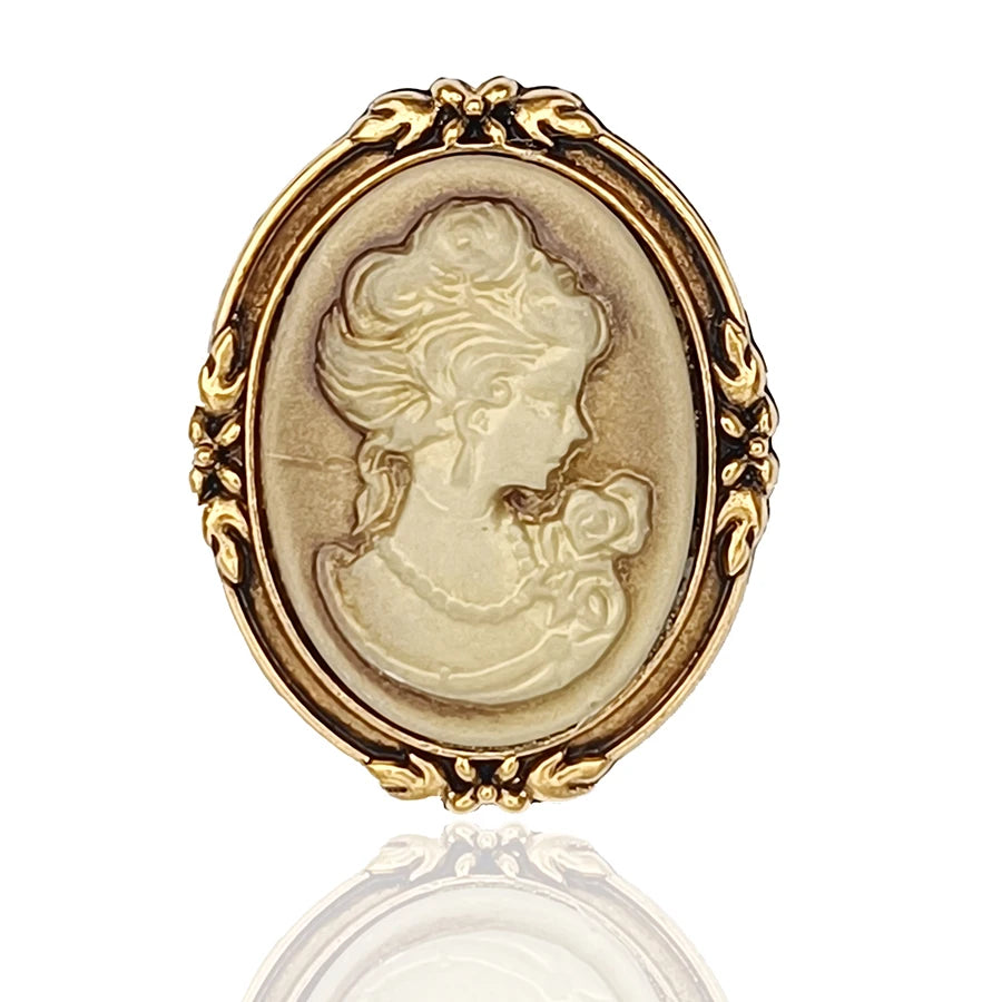 Vintage Crystal Rhinestones Cameo Brooches for Women Queen Head Brooch Pin
