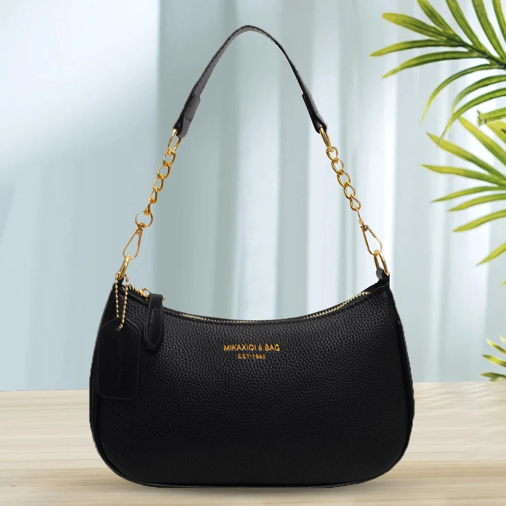Crossbody Bag PU Leather Zipper Closure Crescent Bag Handbag
