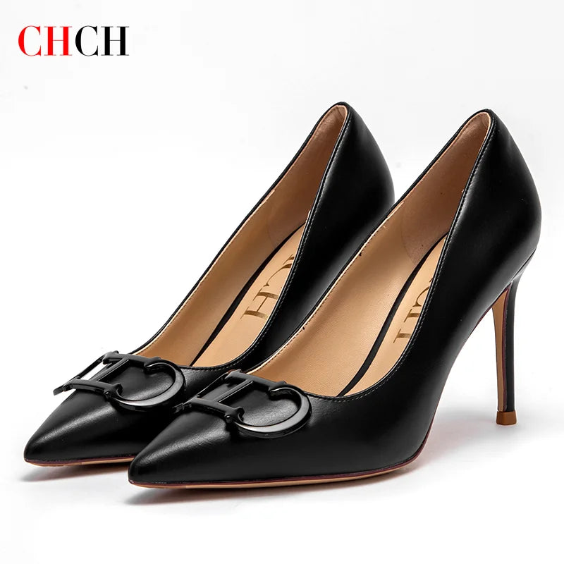 CHCH Women's High Heels New Pointed Metal Buckle