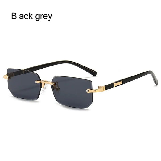 Trendy Rimless Sunglasses Frameless Rectangle Retro Shades Summer