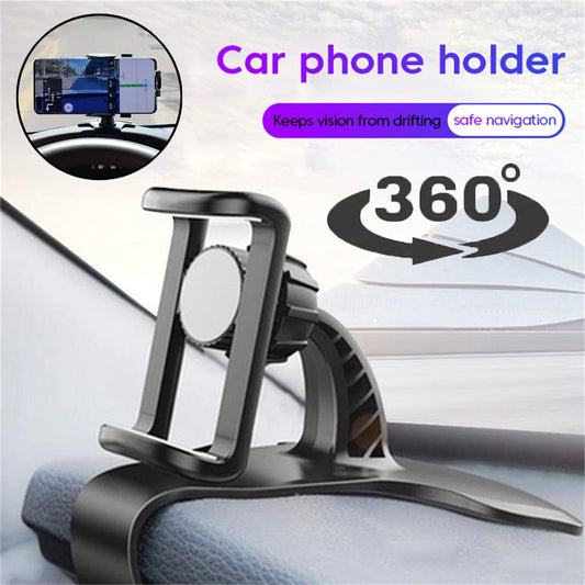 Universal Car Phone Holder - 360° Rotatable Auto Grip Dashboard Stand