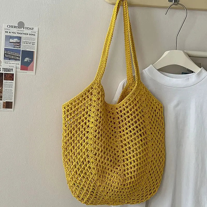 Leisure large capacity cotton woven bag, beach bag