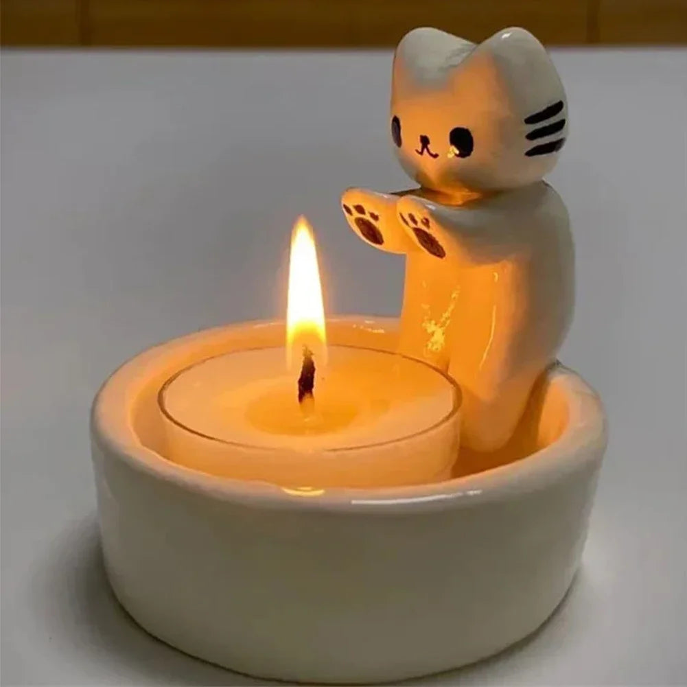 Kitten Candle Holder Cute Cat Candlestick Creative Aromatherapy Candle Holder Durable
