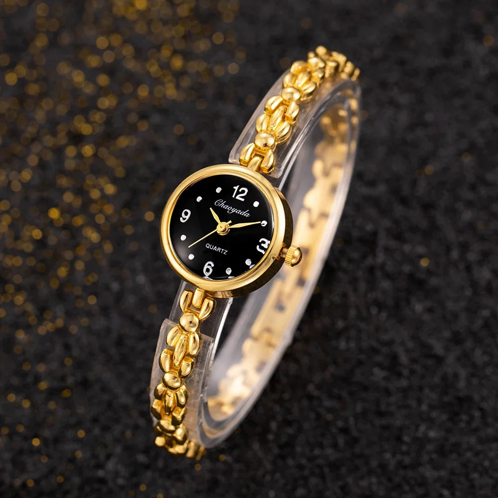 Vintage Gold Ladies Bracelet Watches Elegant Small Dial Quartz Wristwatch
