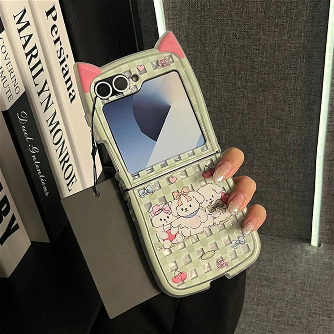 Cute Cat Ear Edge Kitty Case for Samsung Galaxy Z Flip Shockproof Cover