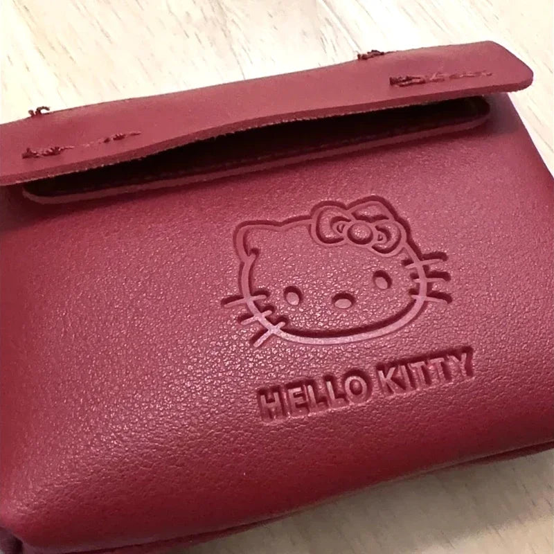 Hello Kitty Red Leather Wallet Retro Portable Mini Coin