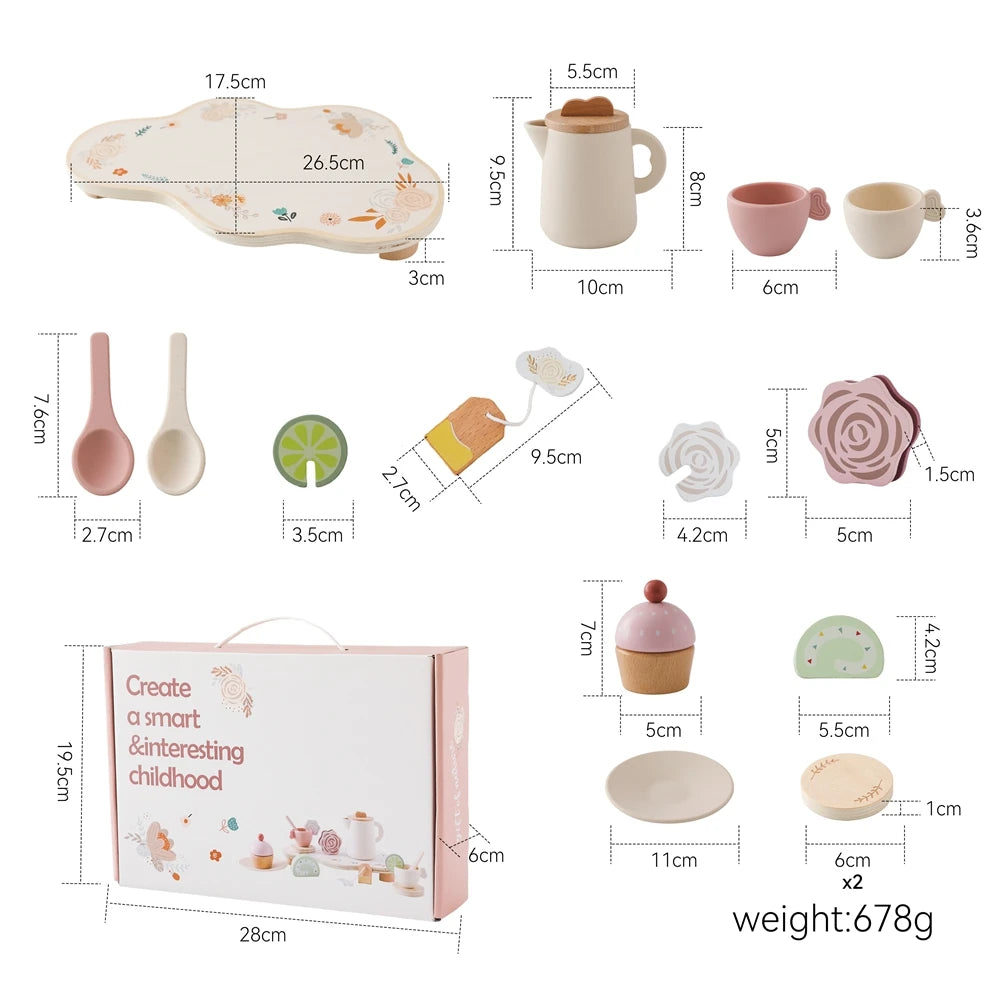 Wooden Children Montessori Toy Teapot Teacup Simulation Kitchen Utensil