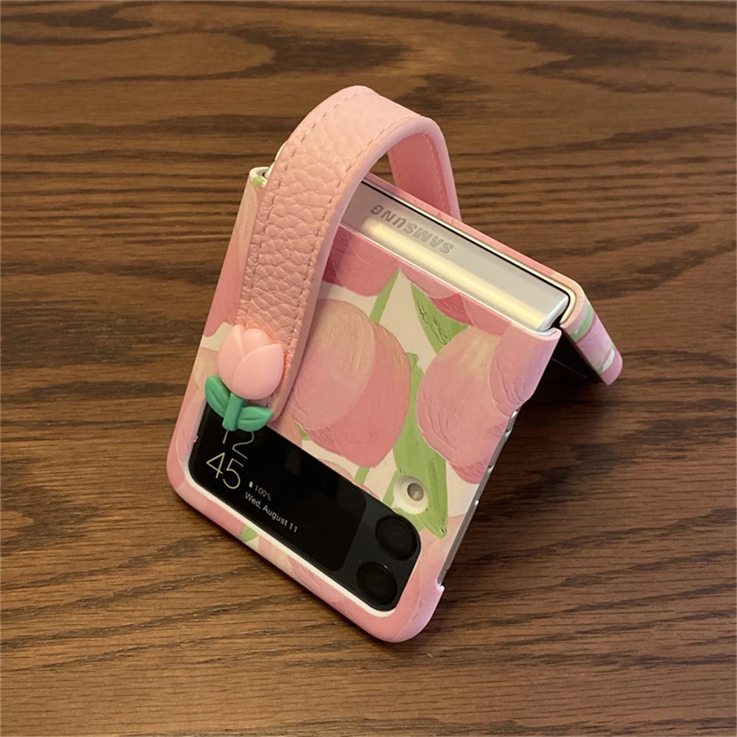 3D Tulip Wrist Strap Bracket Case for Samsung Galaxy Z Flip