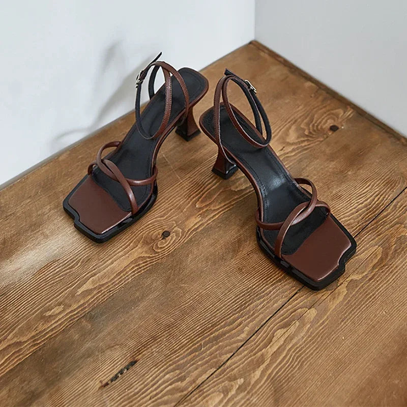 Summer Narrow Band Heel Sandals Women