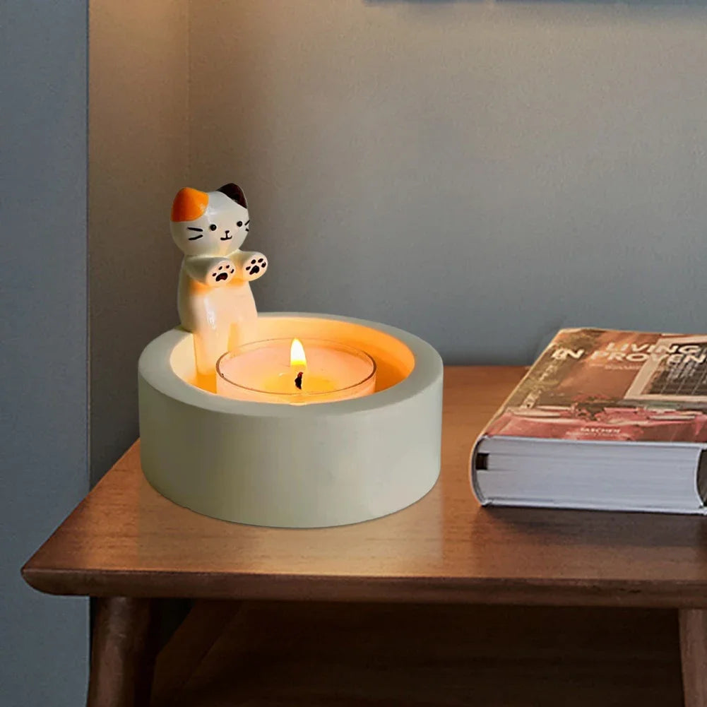 Kitten Candle Holder Cute Cat Candlestick Creative Aromatherapy Candle Holder Durable