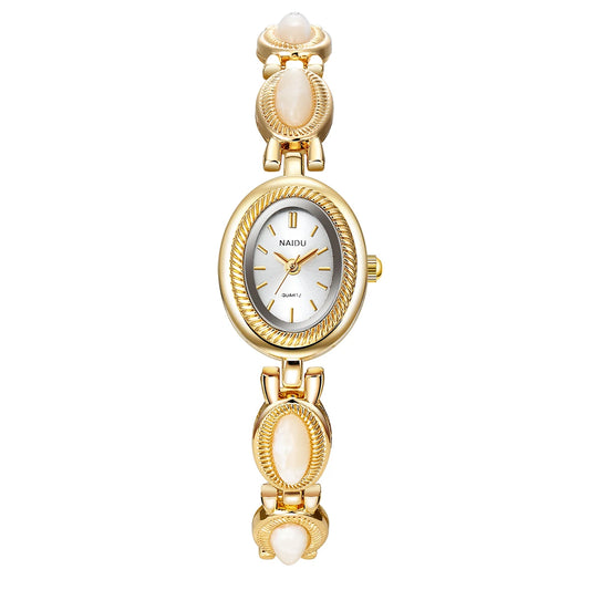 Gold Vintage College Style Fashion Ladies Watch Suitable for Daily Wear