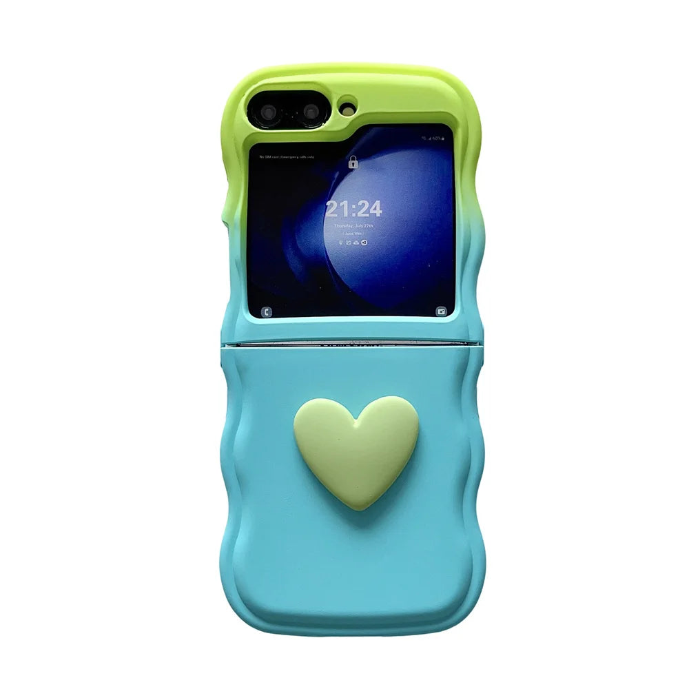 3D Love Heart Gradient Folding Case for Samsung Galaxy Z Flip