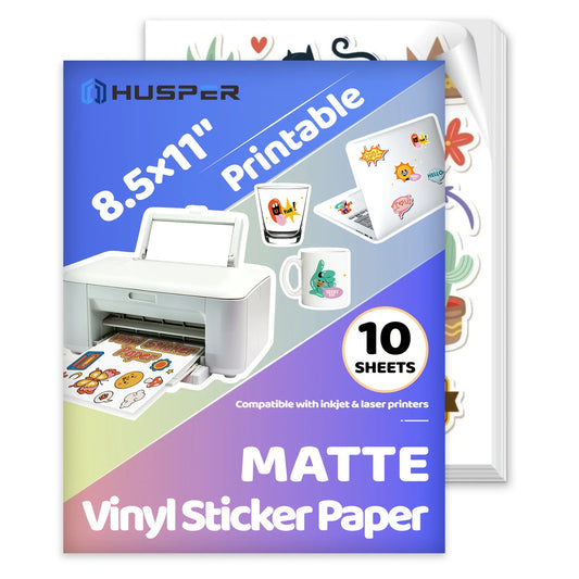 8.5x11 Inch Matte White Printable Vinyl Sticker Paper Self-Adhesive Inkjet Compatible