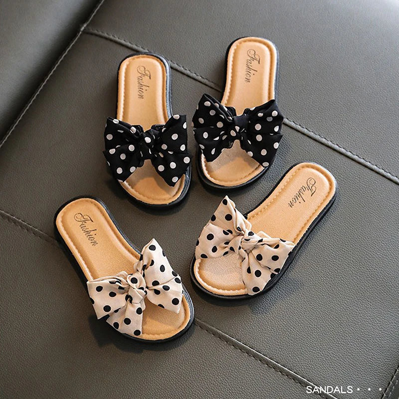 Toddler Baby Girls Summer Beach Slipper Dots Bow Beach Sandals
