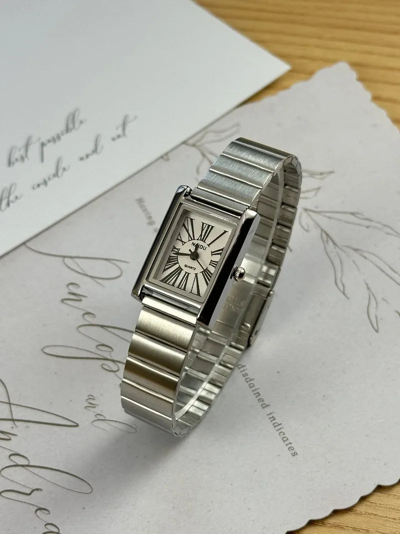 Vintage Small Gold Watch for Women Luxury Rectangular Watch Classic Quartz