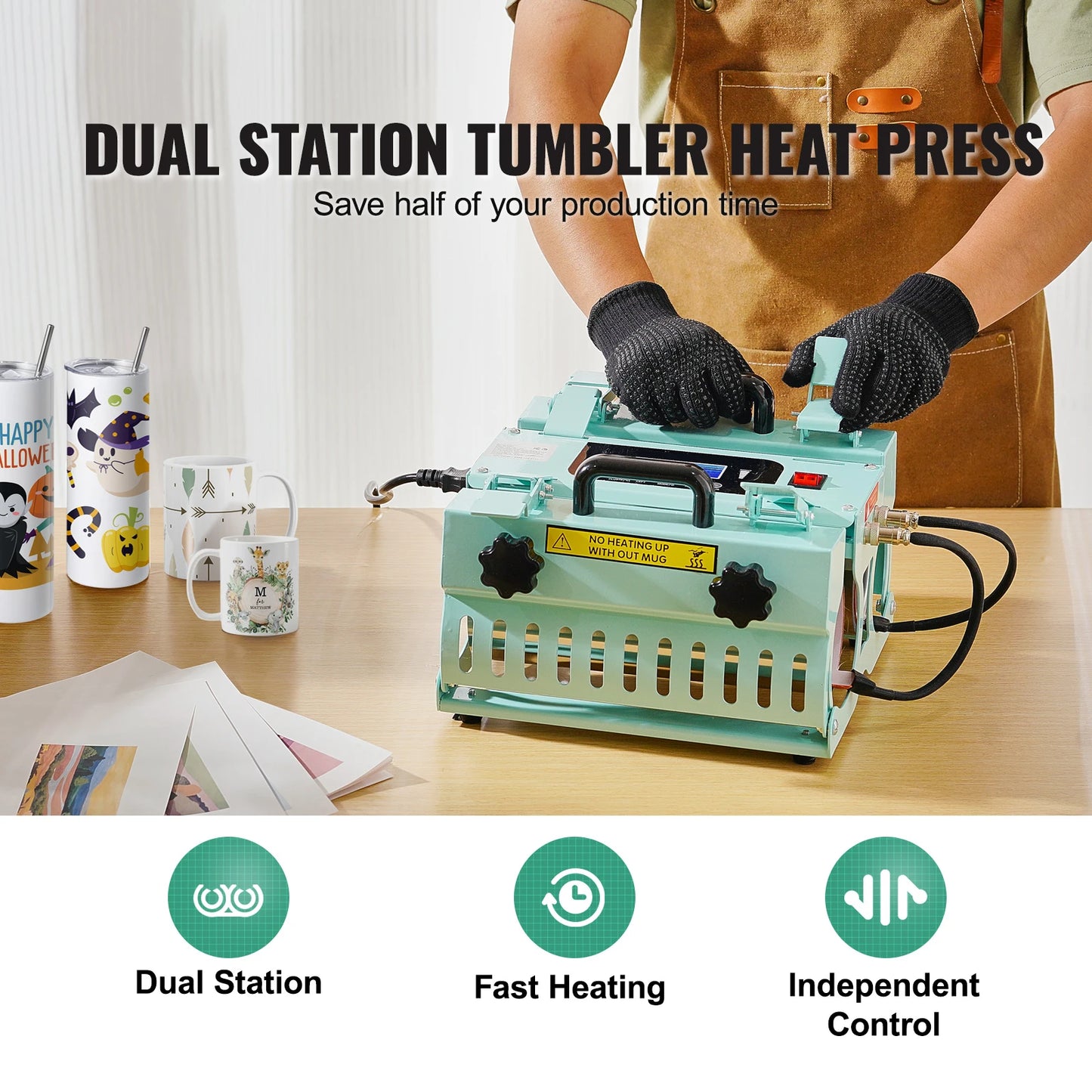 Tumbler Heat Press Machine 2 Station Heaters 11-30oz Mug Press Tumbler Press Sublimation