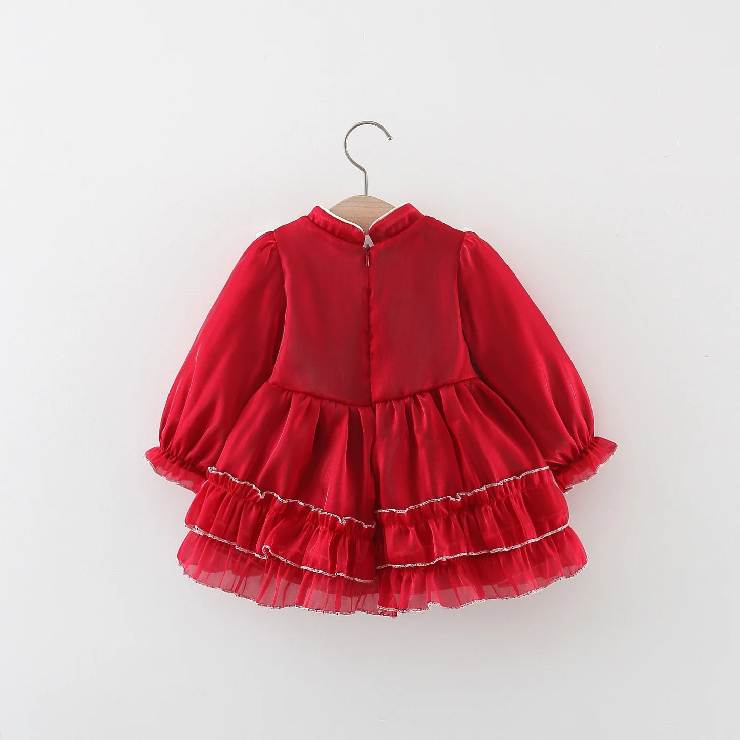 Lace Princess Dress with Embroidered Pan Button Chinese Style Baby Dress