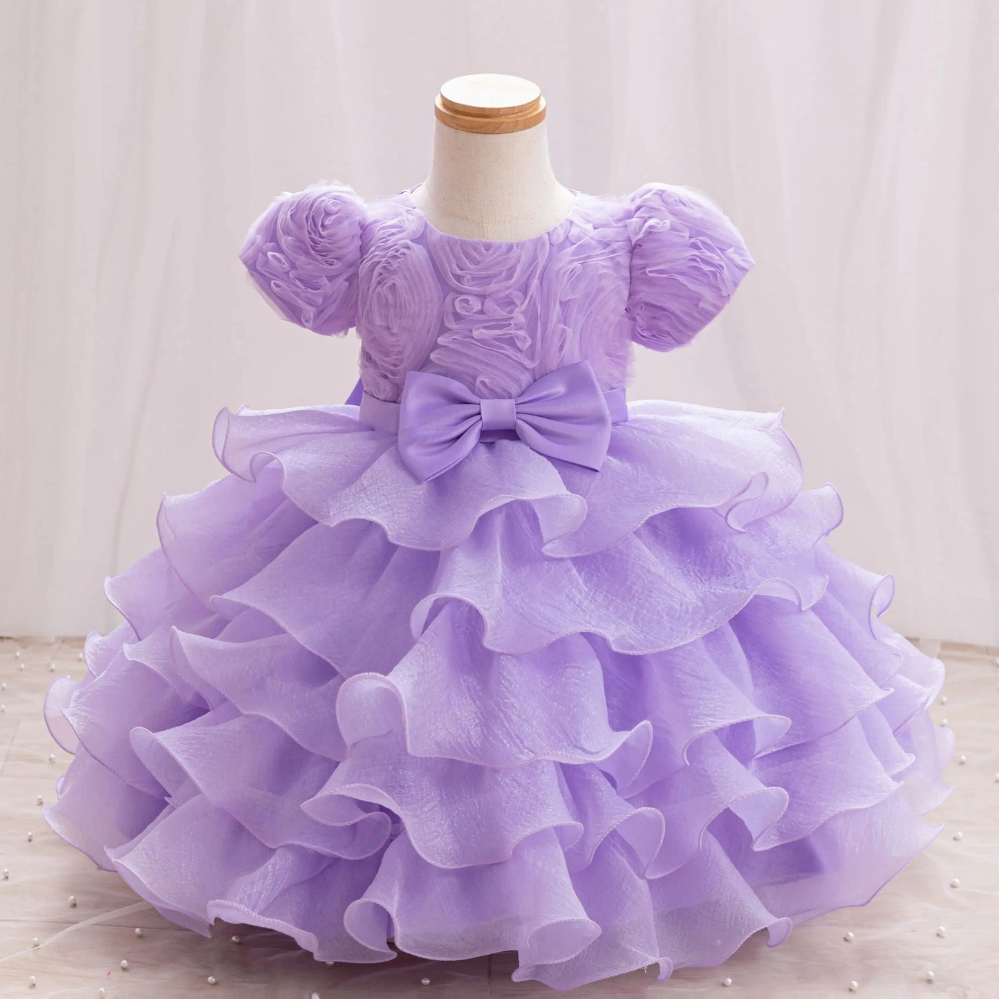 Girl dress Elegant Spring/Summer floral soft yarn