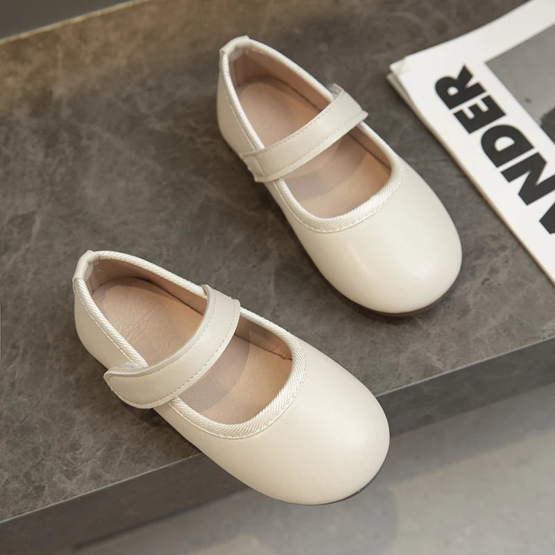 Soft Leather Plain Children Princess Shoes Light Round Toe Kids Flats