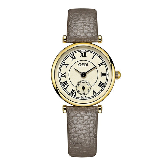 Vintage Temperament Small round dial quartz belt Watch